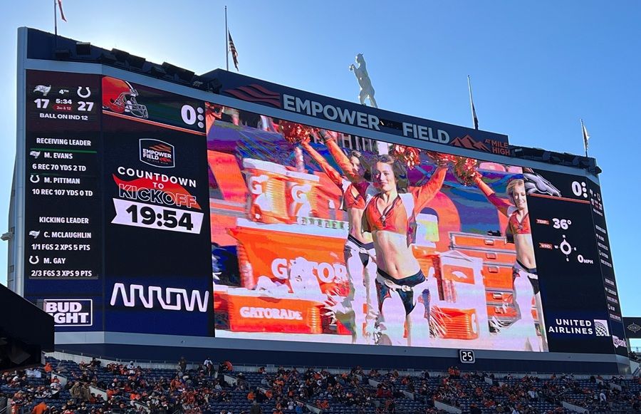 Various curved steel for North America's tallest scoreboard at Denver Bronco's Empower Field